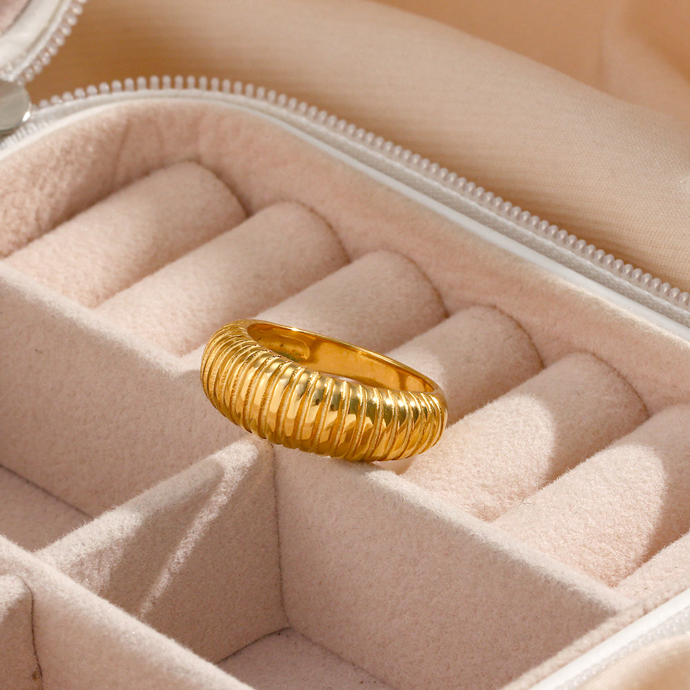 Bold Luxe Ribbed Gold Ring