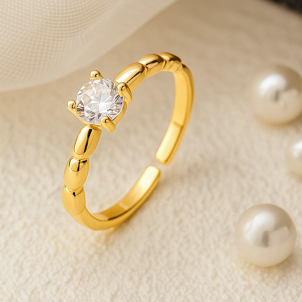 Aurelia Beaded Solitaire Ring