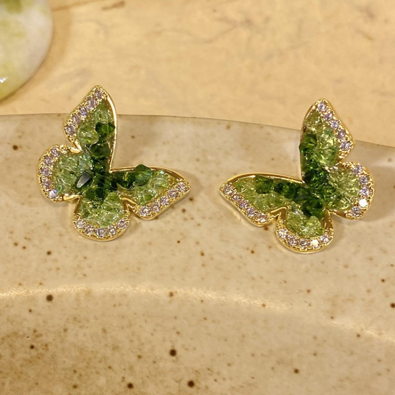 Emerald Butterfly Sparkle Studs