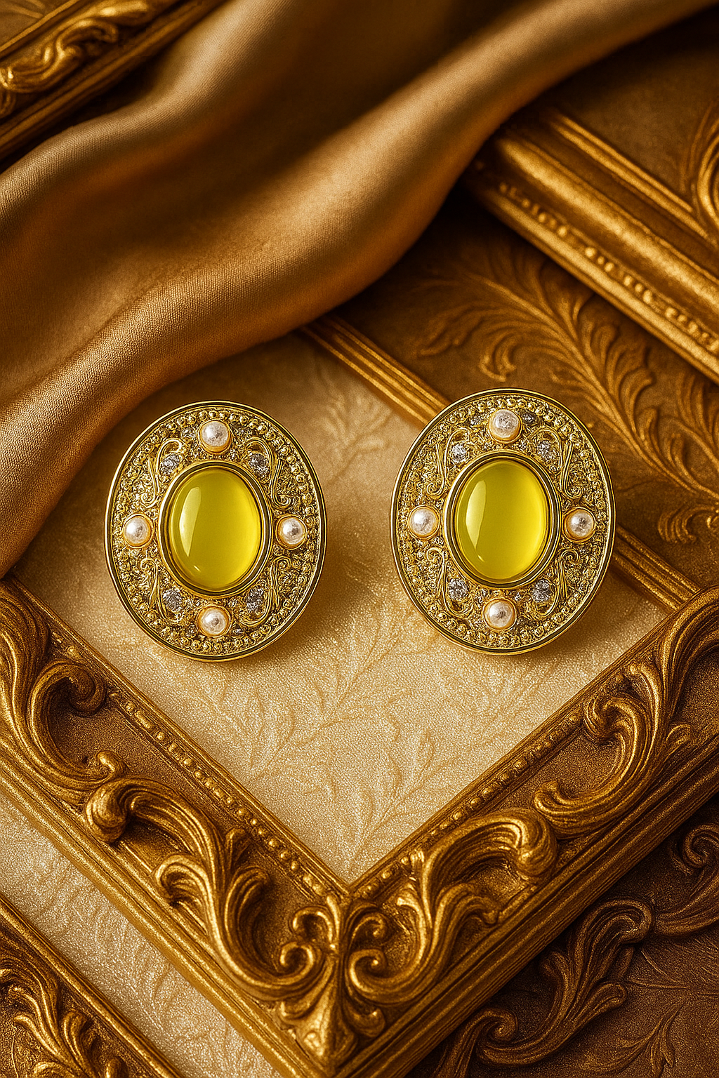 Pearl Aura Olive Studs