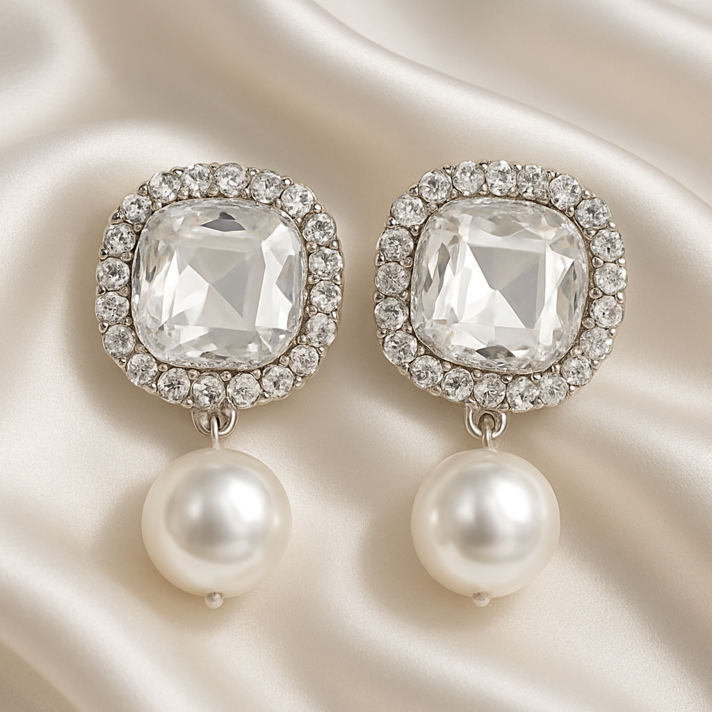 Royal Gem Pearl Drop Earrings