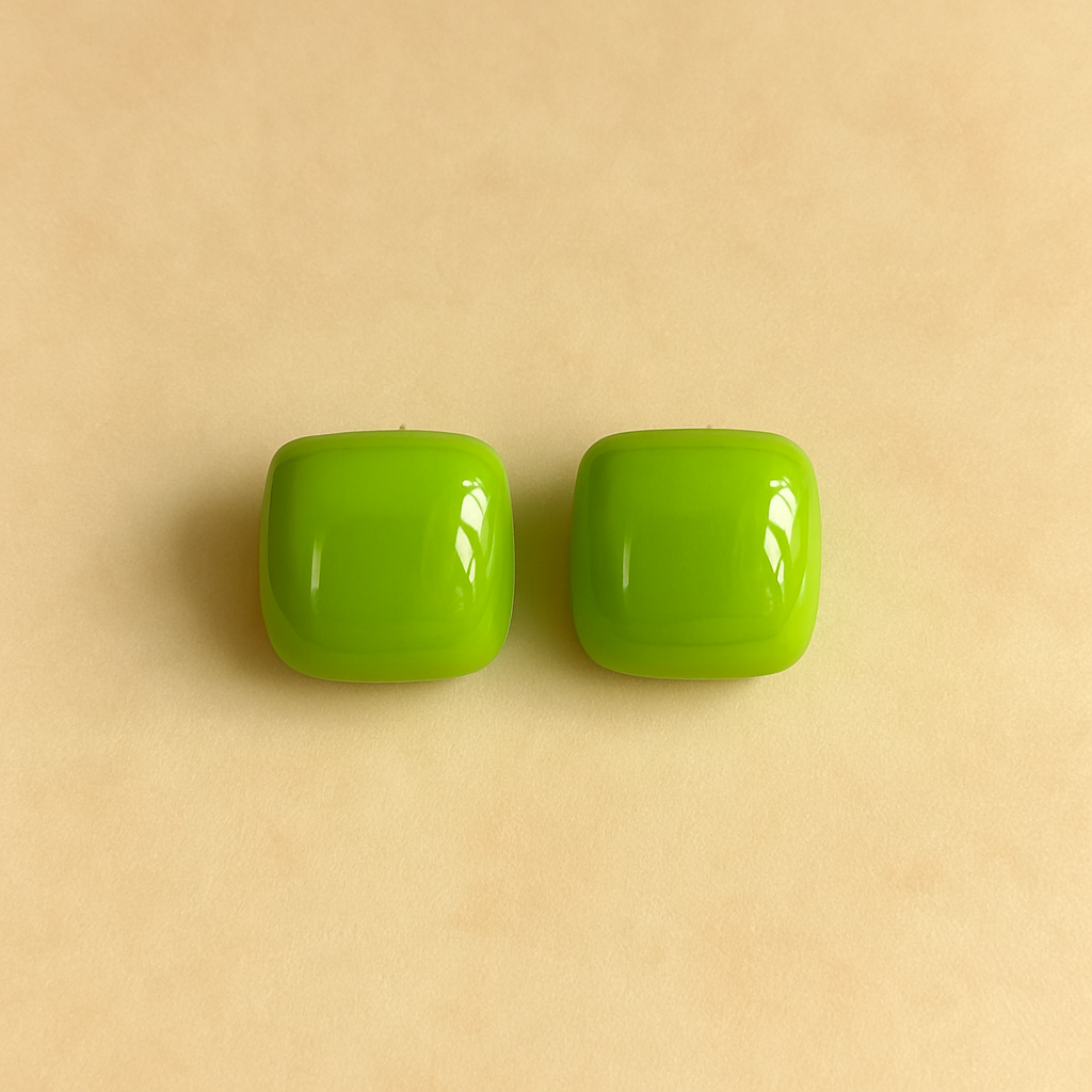 Lime Pop Button Earrings