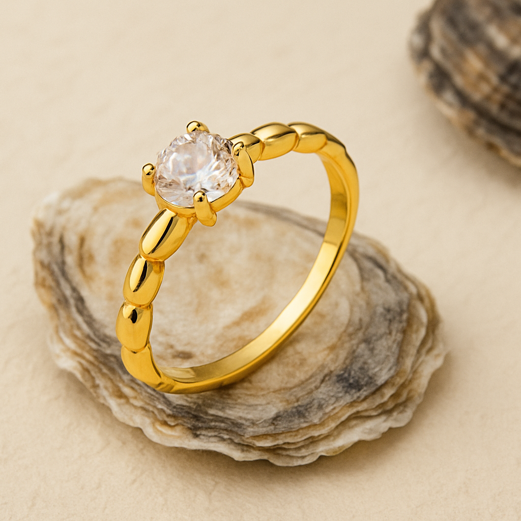 Aurelia Beaded Solitaire Ring