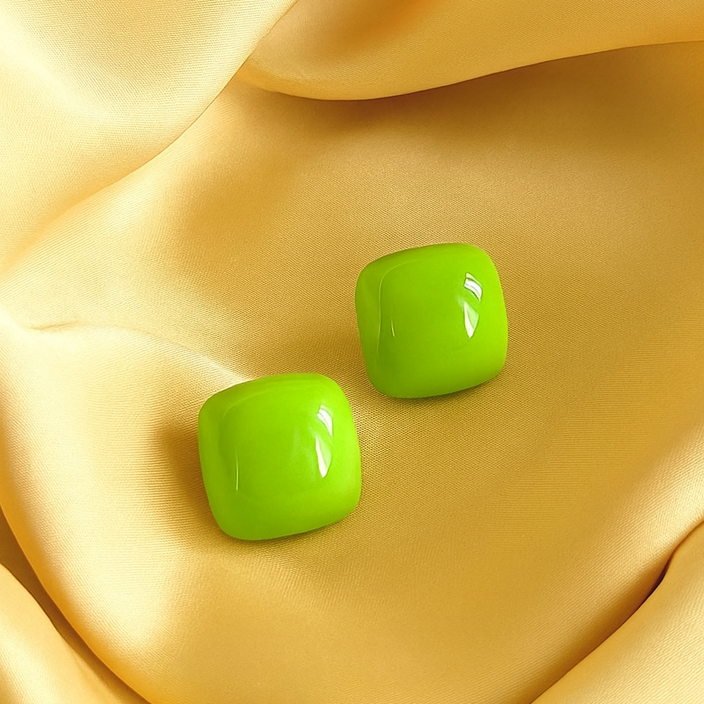 Lime Pop Button Earrings