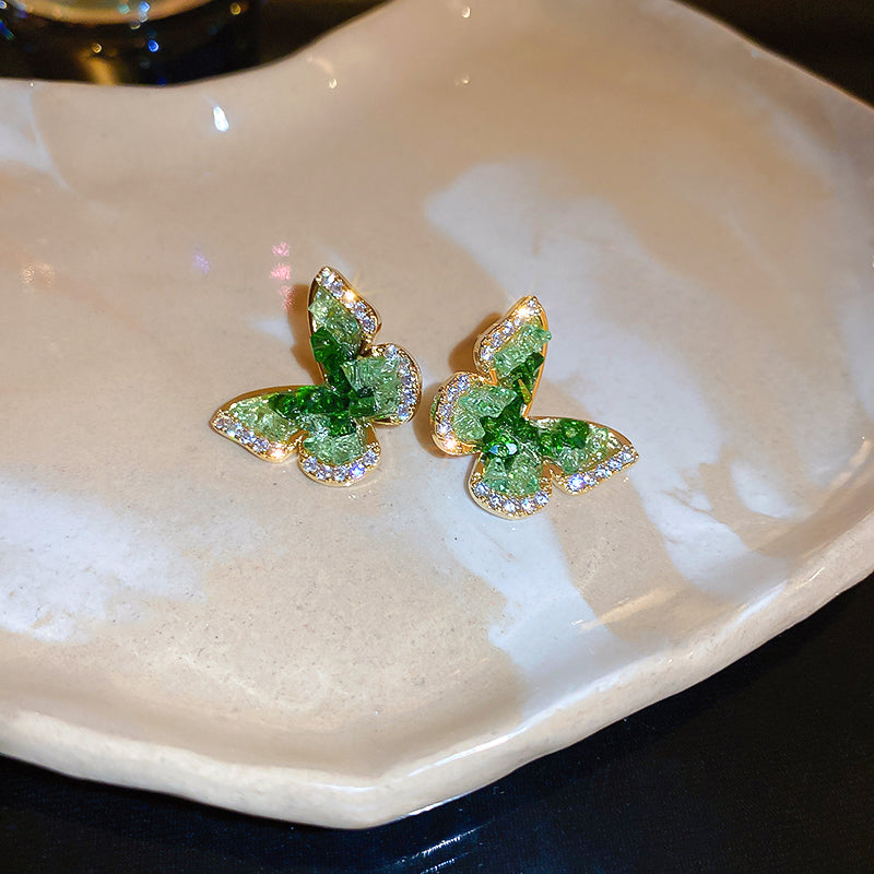 Emerald Butterfly Sparkle Studs
