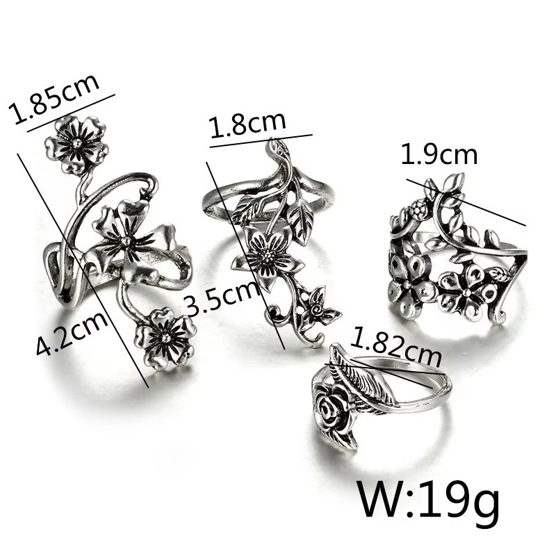 Boho Blossom Floral Ring Set