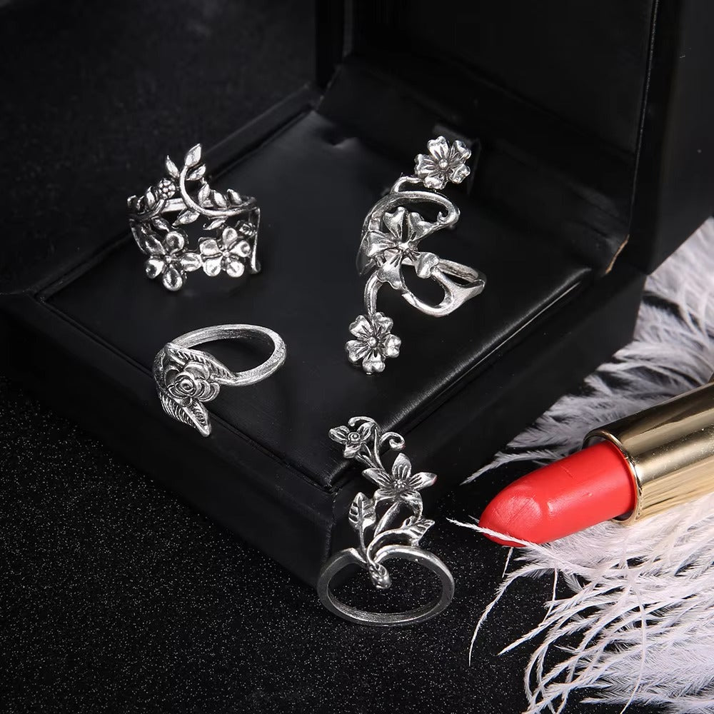 Boho Blossom Floral Ring Set