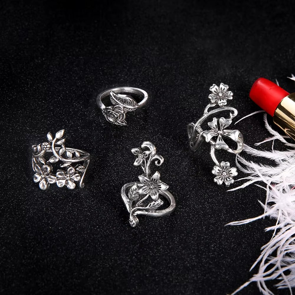 Boho Blossom Floral Ring Set