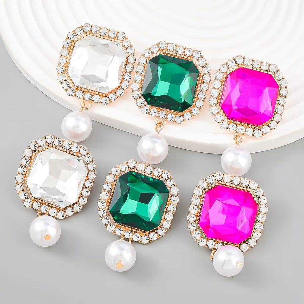 Royal Gem Pearl Drop Earrings