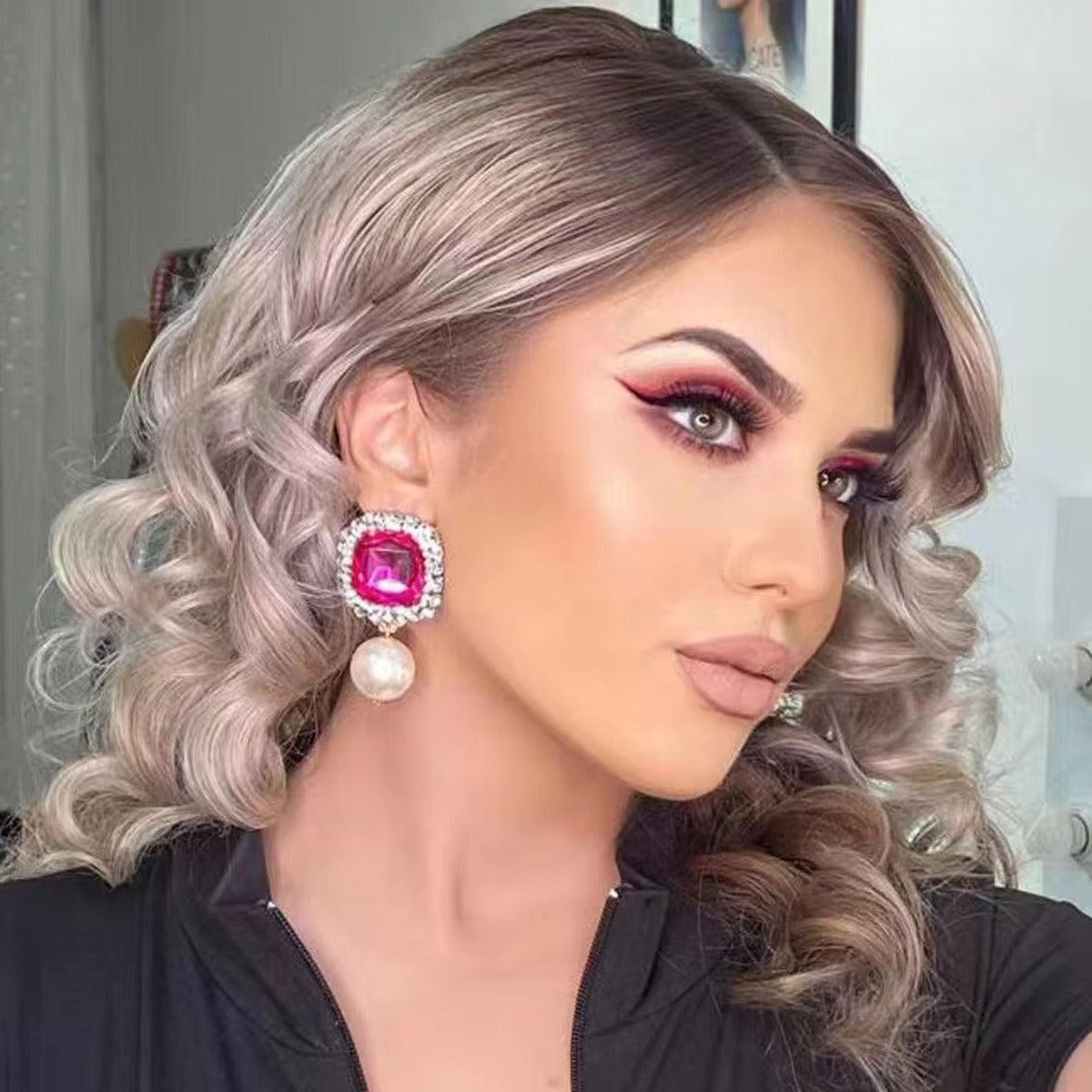 Royal Gem Pearl Drop Earrings